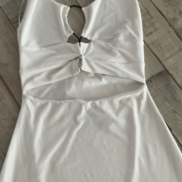 Naked Wardrobe Elegant White Halter Backless Dress - Picture 3 of 7